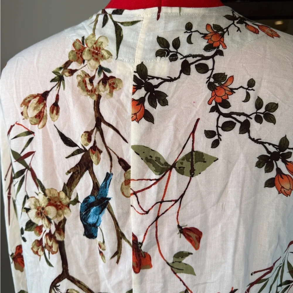 Sandy & Sid Floral Bird Kimono Cardigan Open Front Boho Drape Jacket Size S - Picture 5 of 7